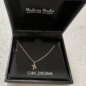 Madison studio brand beautiful Stirling silver 925 CZ K letter necklace NIOB